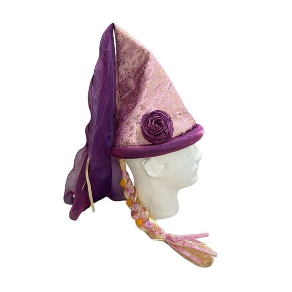 Disney Parks Rapunzel Princess Hat Adjustable Adult Pink Purple Gold Veil Braid - Picture 1 of 8